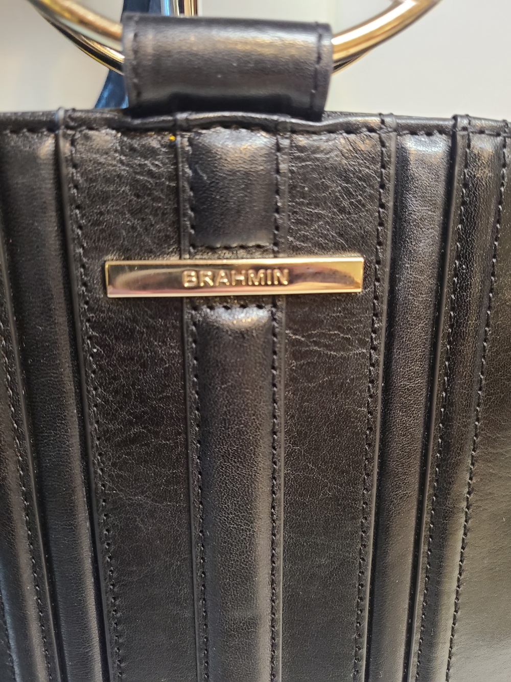 Brahmin Bowie Mod Black Topsail Ring-Handle Satchel Shoulder Bag Pristine - Picture 4 of 12